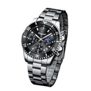 Men's Stainless Steel Chronograph Watch, Waterproof Designer Wristwatch, Luminous Analogue Business Watch With Date