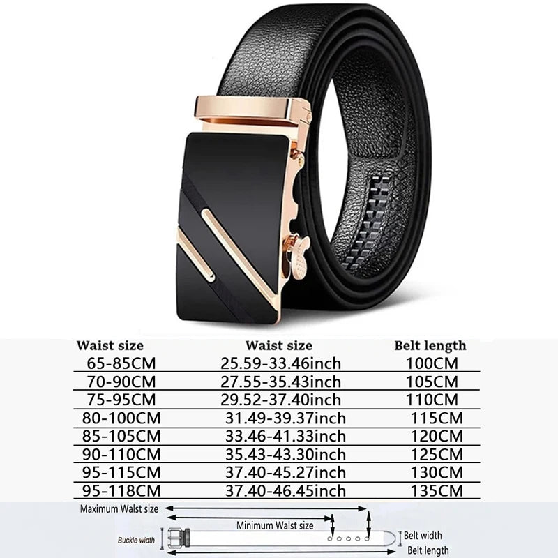 Men Belts Automatic Buckle Belt Genune Leather High Quality Belts For Men Leather Strap Casual  Buises  for Jeans