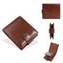 Buckle 2 Fold Wallets PU Leather Urban Recreational Style Men's Short Wallet ID Badge Holder Solid Color Male Leather Purse