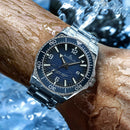 BAOFEILUN Dive Watch Wave dial Automatic Watch 300M Waterproof Ceramic bezel Date Mineral Crystal Luminous Diving