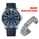BAOFEILUN Dive Watch Wave dial Automatic Watch 300M Waterproof Ceramic bezel Date Mineral Crystal Luminous Diving
