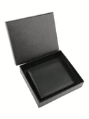 Stylish Cowhide Leather Bifold Wallet For Men - RFID Blocking & 2 ID Windows - Black