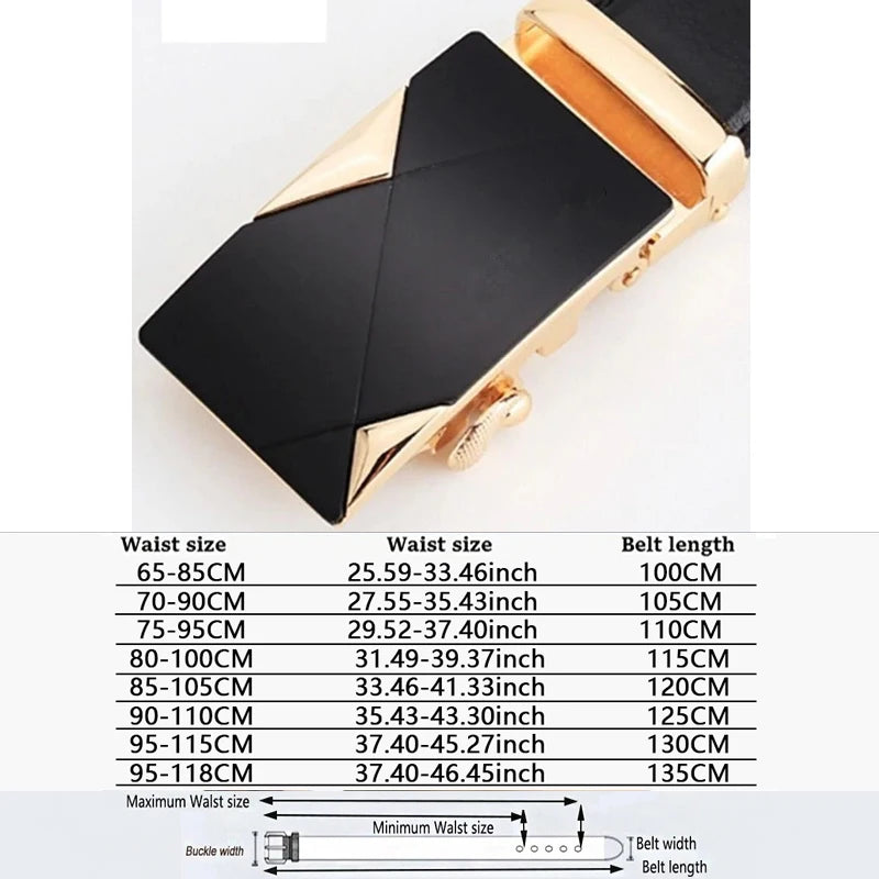 Men Belts Automatic Buckle Belt Genune Leather High Quality Belts For Men Leather Strap Casual  Buises  for Jeans
