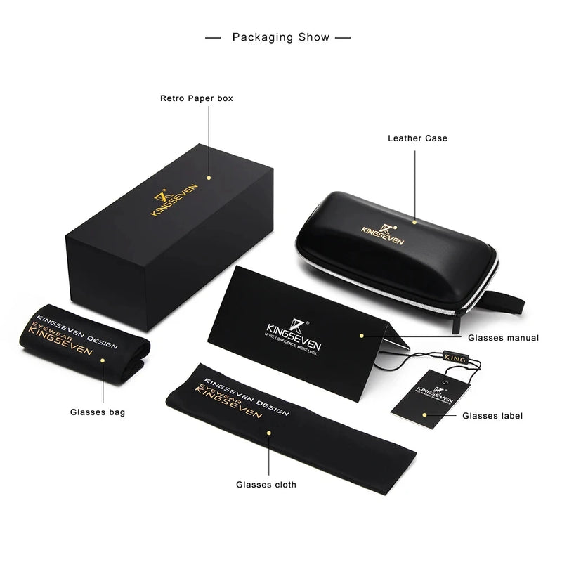 KINGSEVEN Luxury Causal Large Frame Sunglass Women Sunscreen Fashion Polarized UV400 Glasses Outdoor Driving Alloy Eyeglasses