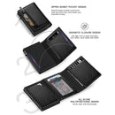 Men's Carbon Fiber Magnetic Card Clip Leather RFID Triple Fold Card with Zipper Wallet Pop Up Smart AirTag Wallet