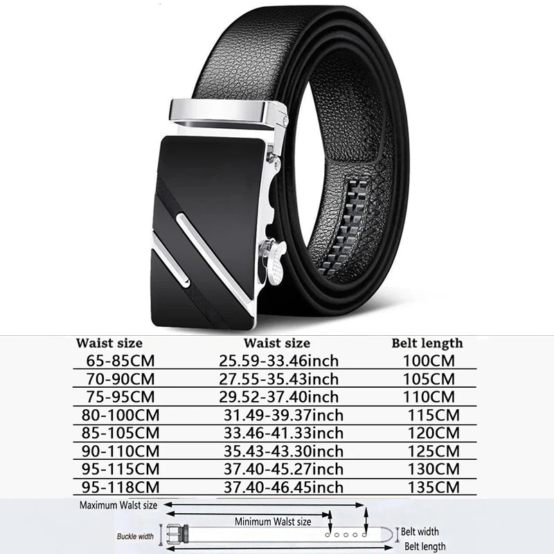 Men Belts Automatic Buckle Belt Genune Leather High Quality Belts For Men Leather Strap Casual  Buises  for Jeans